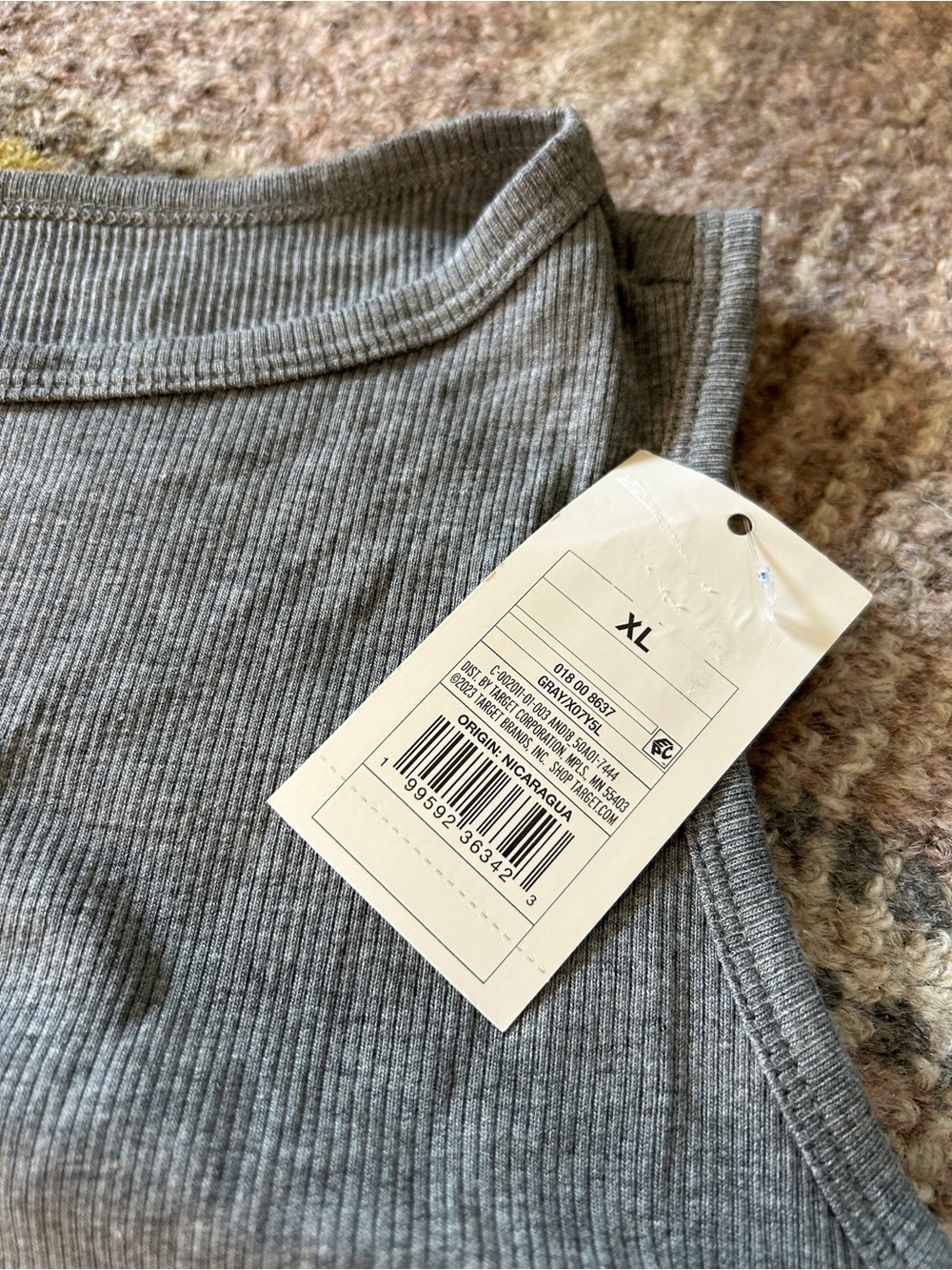 Sleeveless Button-Back Ribbed Tank Top - Gray NWT - Picture 3 of 5
